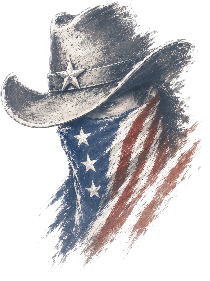 American Outlaws All-Stars decal — masked outlaw in a stars and stripes bandana
